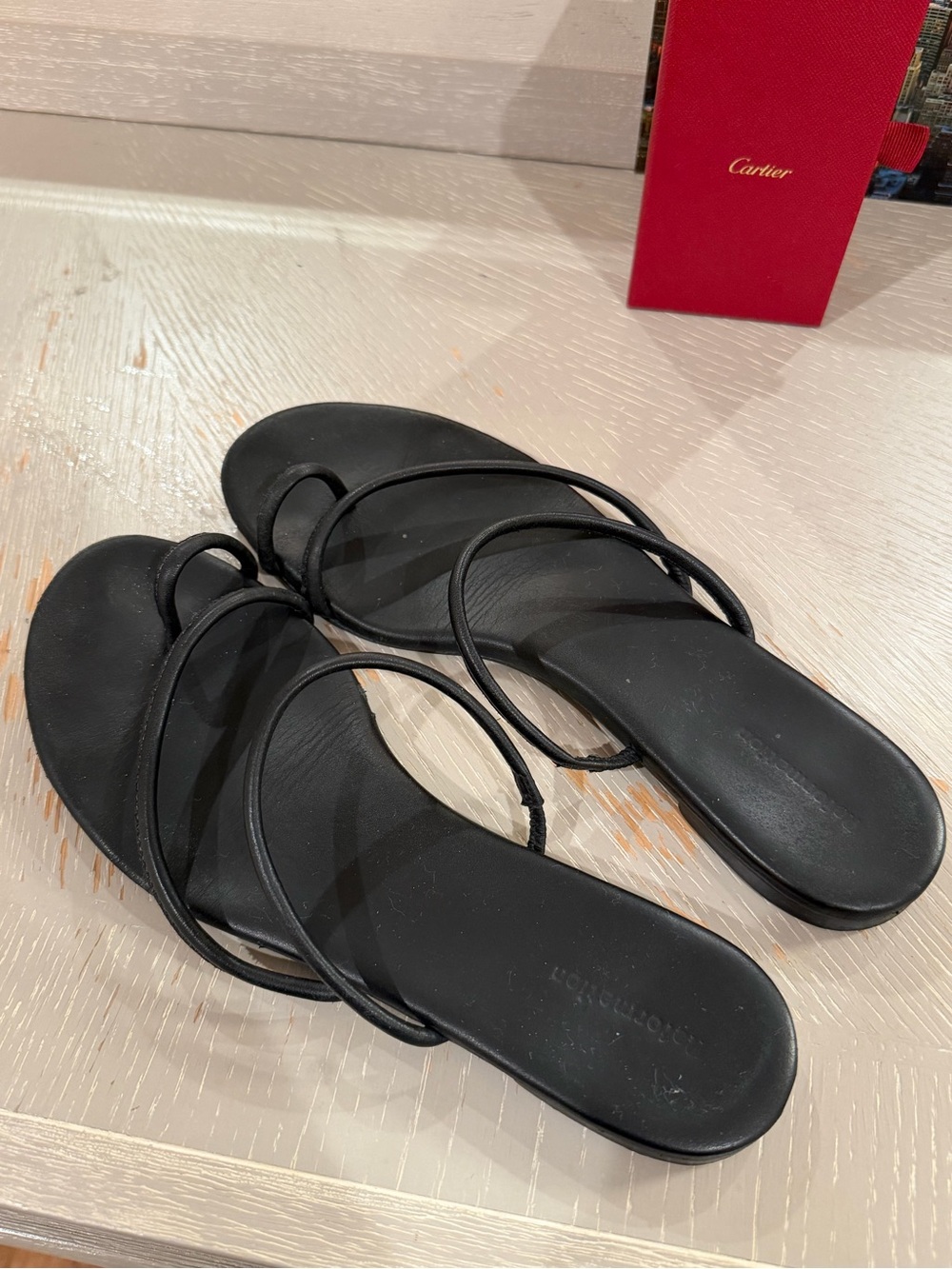 Reformation Black Multi-Strap Flat Sandals
